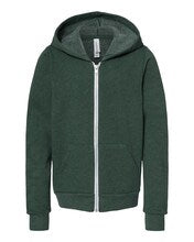 BELLA + CANVAS 3739Y Youth Sponge Fleece Full-Zip Hoodie - 3739Y in Dark Grey Heather