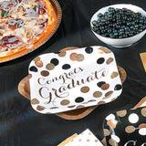 8 Count Black and Gold Graduation Party Congrats Graduate Square Paper Dessert Plates 7 Inch