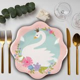 8 Ct. Sweet Swan Party Paper Dinner Plates 10.5" Disposable Elegant Birthday Plates