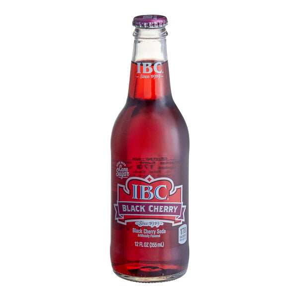 IBC Black Cherry Soda 12 fl. oz. Glass Bottle - 24/Case