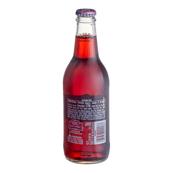 IBC Black Cherry Soda 12 fl. oz. Glass Bottle - 24/Case