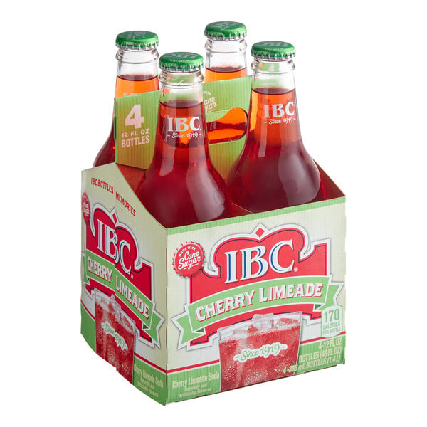 IBC Cherry Limeade Soda 12 fl. oz. Glass Bottle - 24/Case