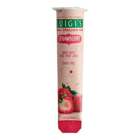Luigi's Strawberry Italian Ice Tube 4 fl. oz. - 24/Case