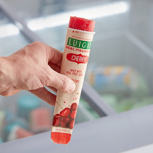 Luigi's Cherry Italian Ice Tube 4 fl. oz. - 24/Case