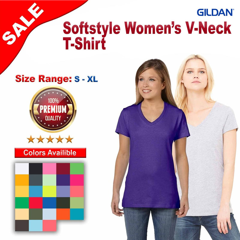 GildanÂ® Softstyle Womenâ€™s Short Sleeve V-Neck T-Shirt