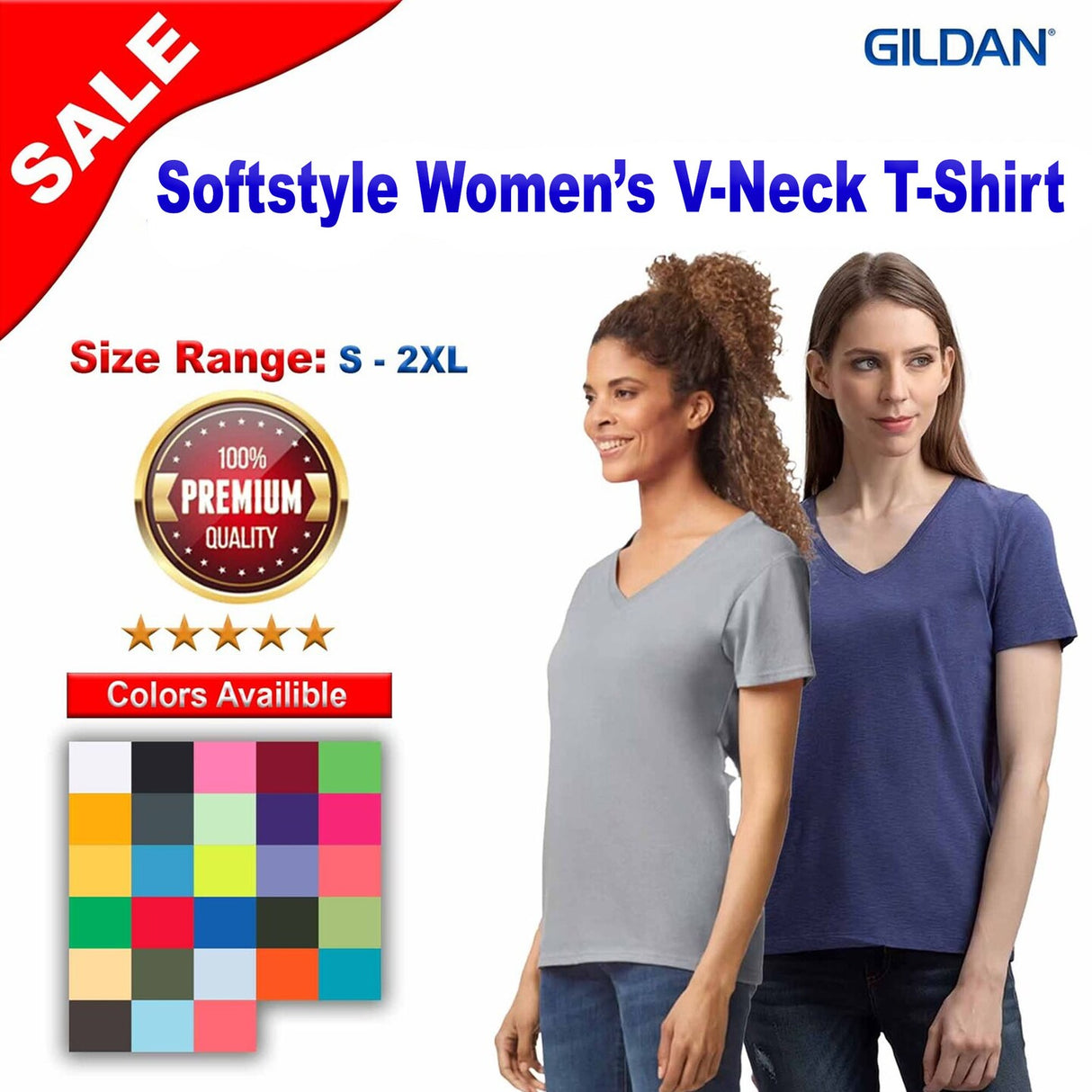 Gildan® Short Sleeve Softstyle Women’s V-Neck T-Shirt