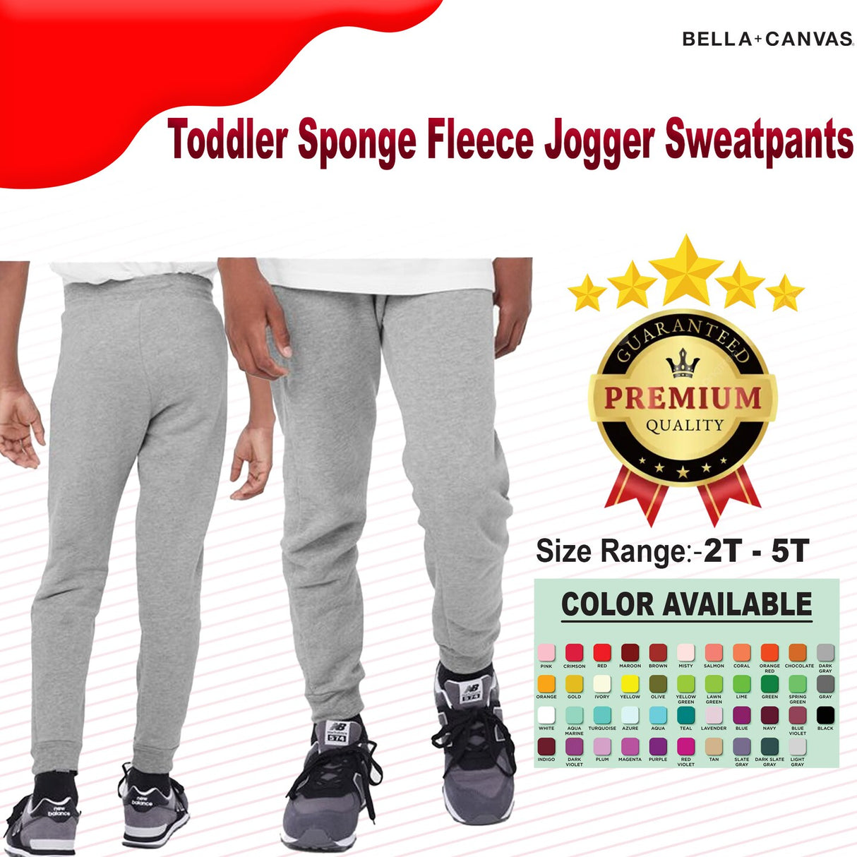 BELLA + CANVAS® Toddler Sponge Fleece Jogger Sweatpants - 3727T
