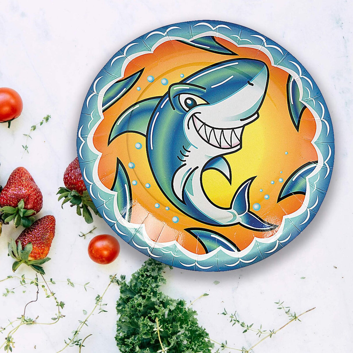 8 Ct. Jawsome Shark Dessert Plates 7" Ocean Party Paper Plates