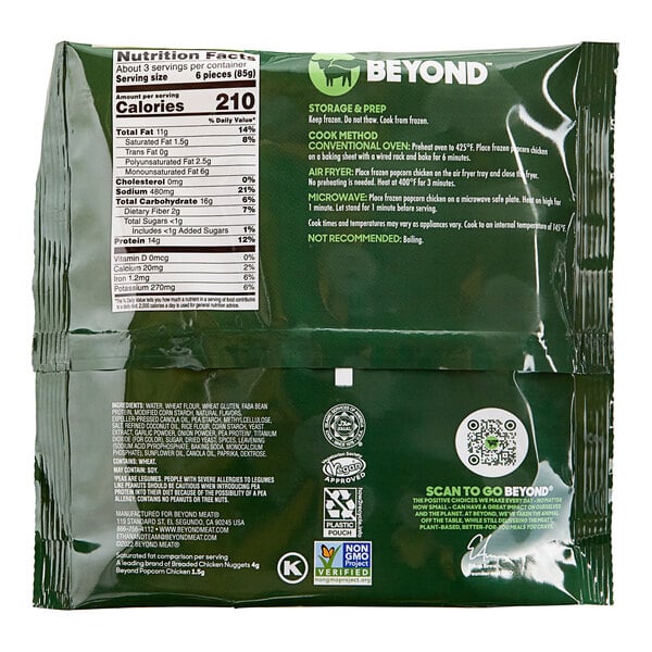 Beyond Meat Plant-Based Vegan Popcorn Chicken 10 oz. - 8/Case
