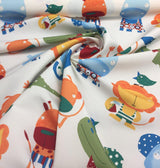 Fabricut Animals Monkey Alligator Spun Polyester Fabric - White Blue Green Orange Yellow, Animals And Tree, 60" Width (1 Yard)