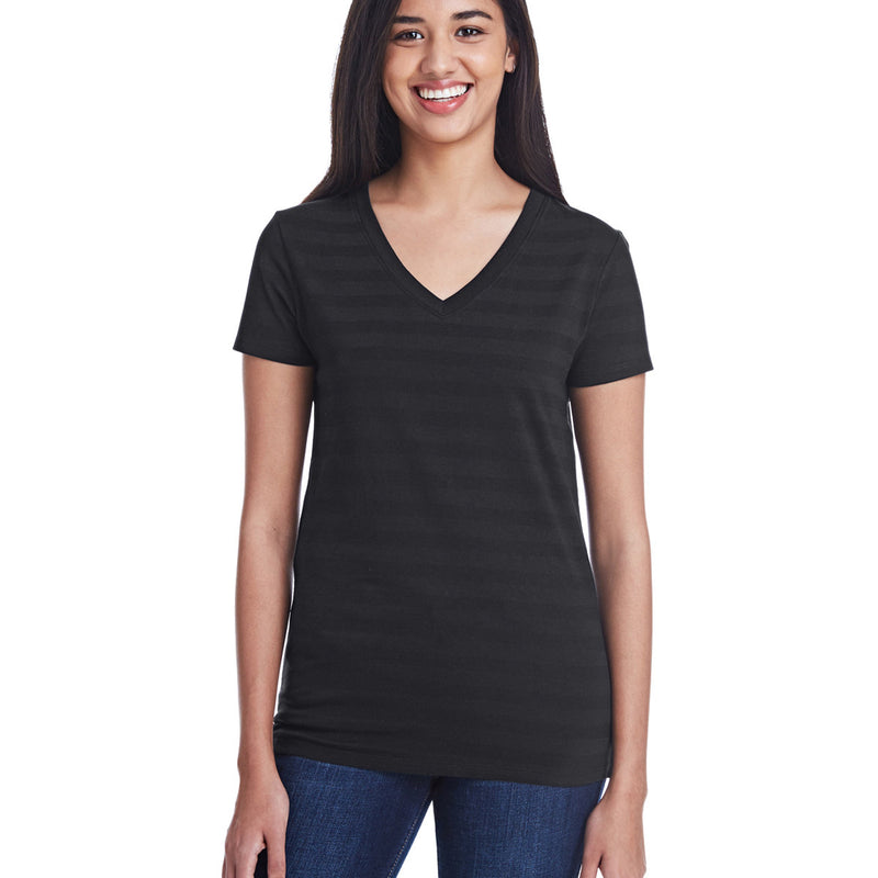 Ladies' Invisible Stripe V-Neck T-Shirt