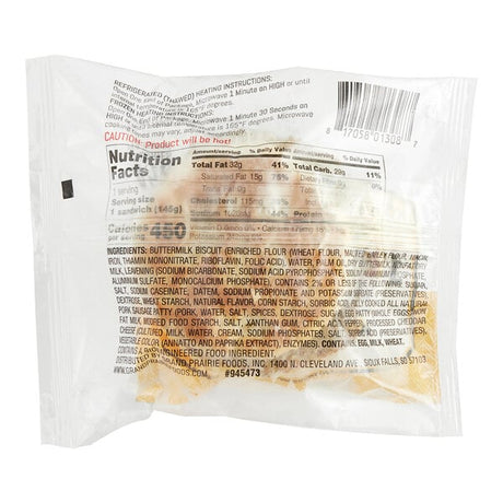 Grand Prairie Sausage, Egg, and Cheese Biscuit Sandwich 5.1 oz. - 24/Case