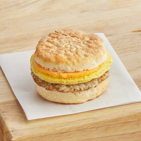 Grand Prairie Sausage, Egg, and Cheese Biscuit Sandwich 5.1 oz. - 24/Case