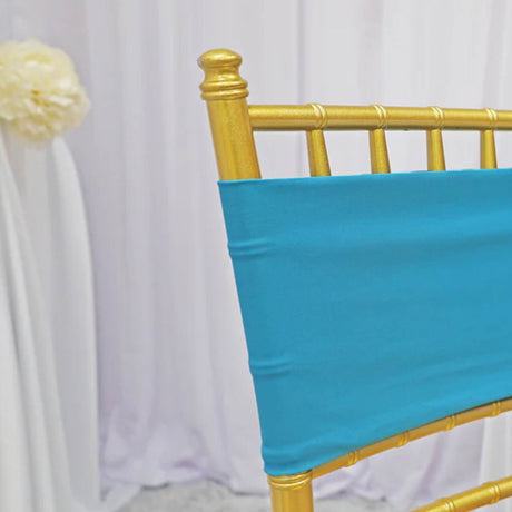 10 Pieces Vibrant Stretch Turquoise Spandex Chair Bands 7 x 13 Inches