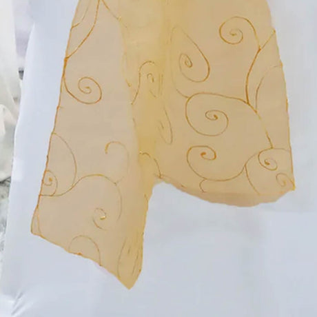10 Pieces Gold Embroidered Organza Chair Sashes Elegant Sheer Chair Bows 8"x108"