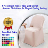 1 Piece Blush Pink Stretch Spandex Chair Cover for Elegant Folding Seating