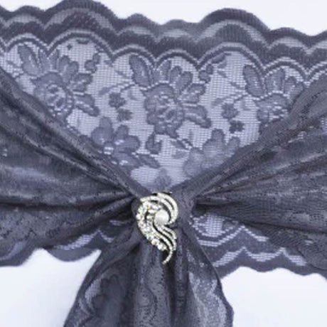 10 Pieces Pewter Caspari Lace Chair Sashes Decor for Weddings & Events 9" x 108"