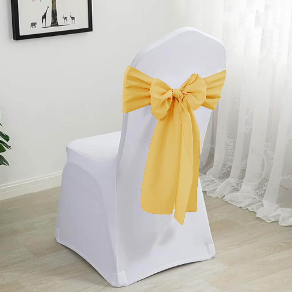 10 Pieces Gold Polyester Chair Sashes 8"x108", Wrinkle Resistant Event Decor