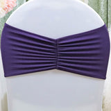 10 Pieces Eggplant Ruffled Spandex Chair Bands for Elegant Wedding Decor 8x13 inches