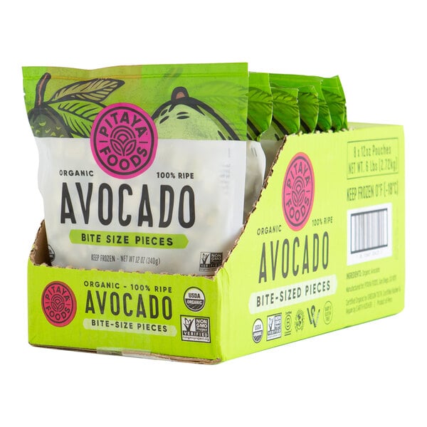 Pitaya Foods IQF Organic Avocado Pieces 12 oz. - 8/Case