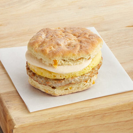 Grand Prairie Spicy Sausage, Egg, and Cheese Jalapeno Biscuit Sandwich 5.2 oz. - 24/Case