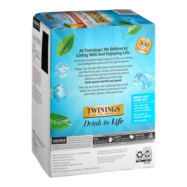 Twinings Unsweetened Peach Iced Tea Single Serve Keurig® K-Cup® Pods - 24/Box