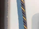 Lavendery Blue Yellow Trim Rope With Gimp Upholstery Fabric - Yellow, Blue, Rust Trim, 3/4" Width (10 Yards)