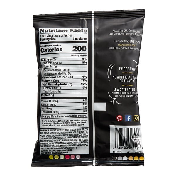Stacy's Parmesan, Garlic, and Herb Pita Chips 1.5 oz. - 24/Case