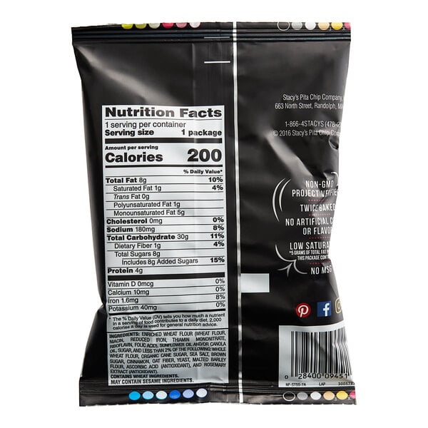 Stacy's Cinnamon Sugar Pita Chips 1.5 oz. - 24/Case