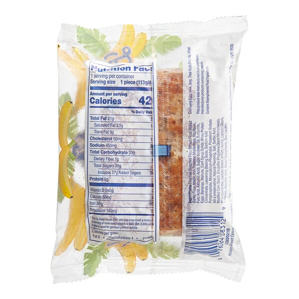 Ne-Mo's Bakery Individually Wrapped Banana Cake Bread 4 oz. - 12/Case