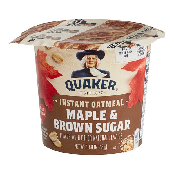 Quaker Maple and Brown Sugar Instant Oatmeal Cup 1.69 oz. - 24/Case