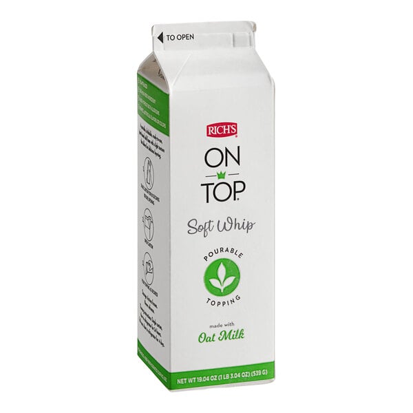 Rich's On Top Soft Whip Pourable Oat Milk Cold Foam Topping 19.04 fl. oz. - 12/Case