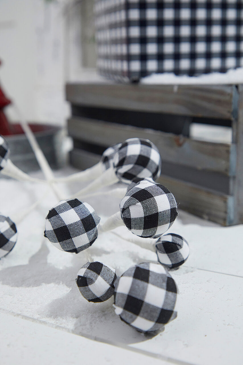26" Black Plaid Holiday Ornament Spray