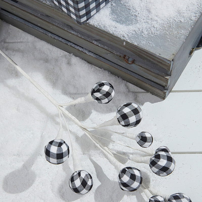 26" Black Plaid Holiday Ornament Spray