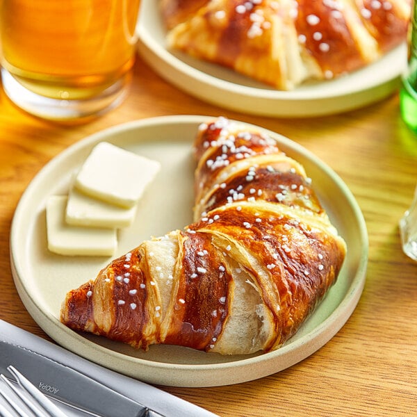 Gourmand Pastries Ready-to-Bake Pretzel Curved Butter Croissant 2.82 oz. - 60/Case