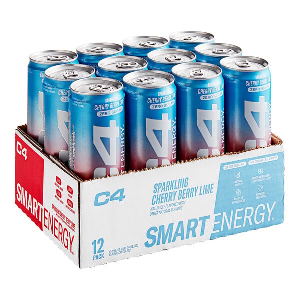 C4 SMART Energy Cherry Berry Lime Energy Drink 12 fl. oz. Can - 12/Case