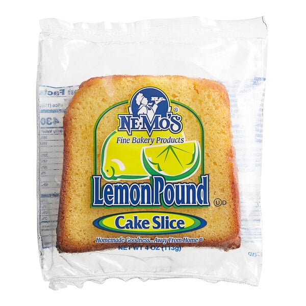 Ne-Mo's Bakery Frozen Individually Wrapped Lemon Pound Cake Slice 4 oz. - 12/Case