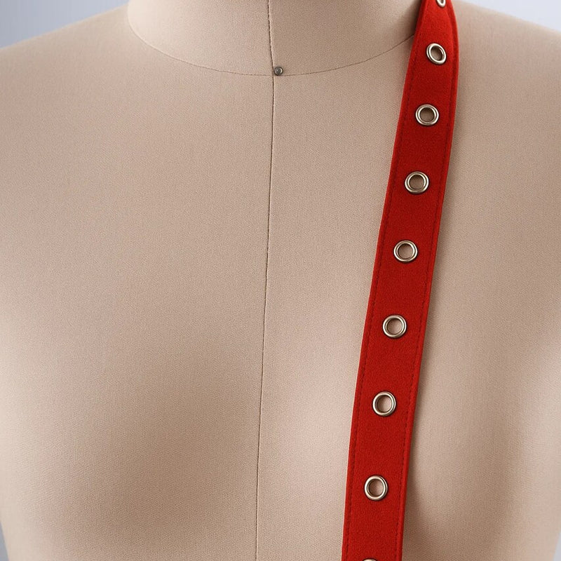 Red Cotton Grommet Tape 0.75" Twill Trim with Silver Eyelets for Sewing & DIY Crafts