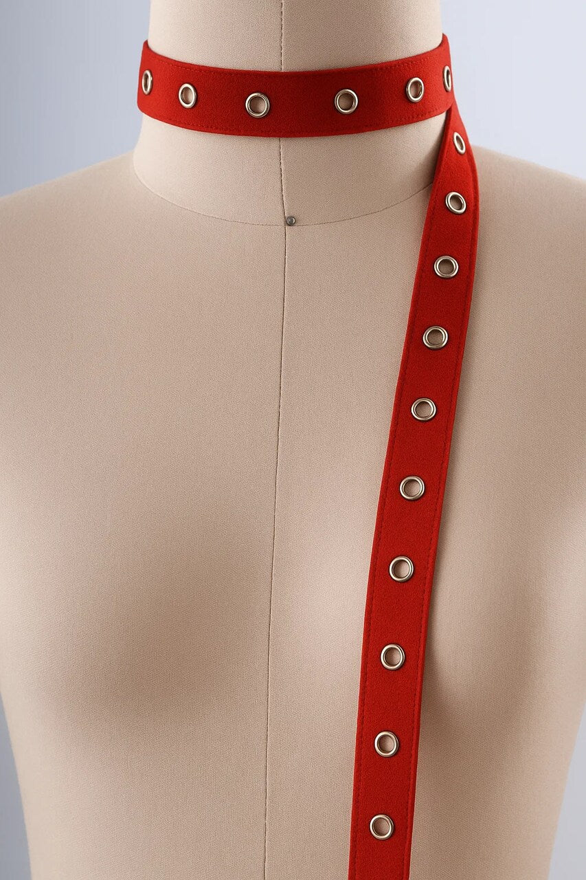 Red Cotton Grommet Tape 0.75" Twill Trim with Silver Eyelets for Sewing & DIY Crafts