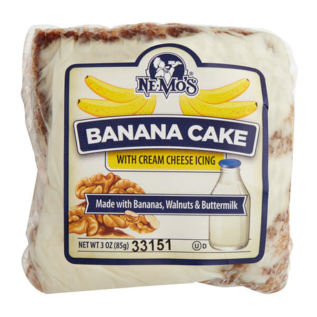 Ne-Mo's Bakery Individually Wrapped Banana Cake Square 3 oz. - 36/Case