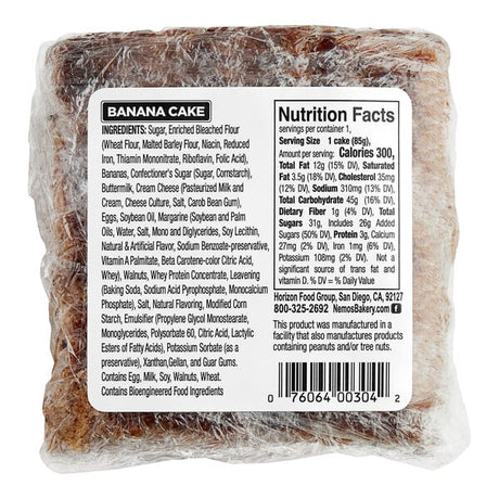 Ne-Mo's Bakery Individually Wrapped Banana Cake Square 3 oz. - 36/Case