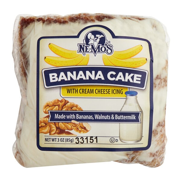 Ne-Mo's Bakery Frozen Individually Wrapped Banana Cake Square 3 oz. - 36/Case
