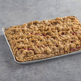 Hahn's Bakery 20-Slice Pre-Cut Raspberry German Crumb Cake 1/2 Sheet 11 lb. - 2/Case