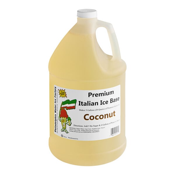 Philadelphia Water Ice Coconut Italian Ice Base 1 Gallon - 4/Case