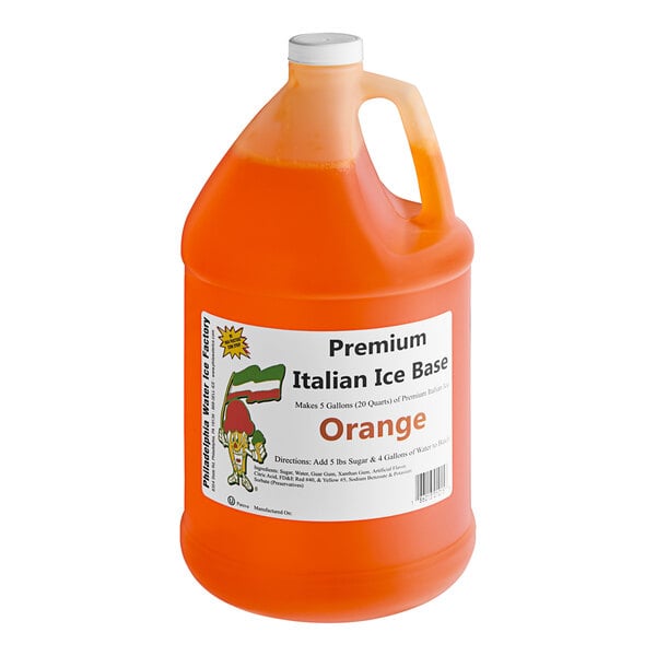 Philadelphia Water Ice Orange Italian Ice Base 1 Gallon - 4/Case