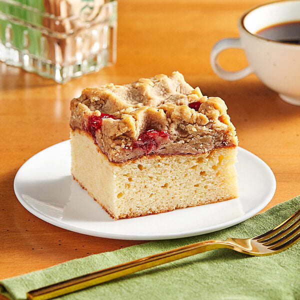 Hahn's Bakery 20-Slice Pre-Cut Raspberry German Crumb Cake 1/2 Sheet 11 lb. - 2/Case