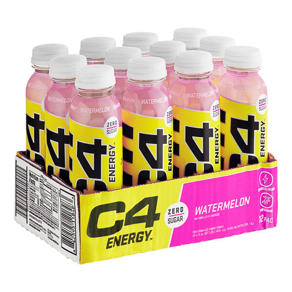 C4 Energy Watermelon Energy Drink 12 fl. oz. Bottle - 12/Case