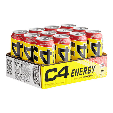 C4 Energy Strawberry Watermelon Ice Energy Drink 16 fl. oz. Can - 12/Case