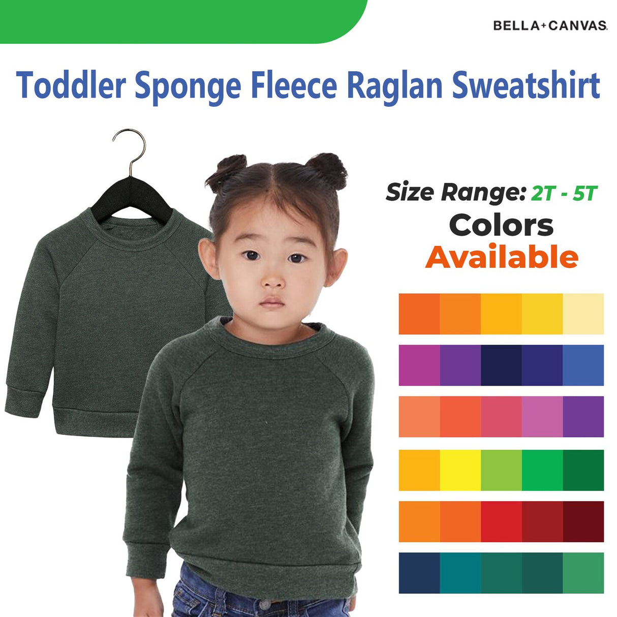 Bella + Canvas® Toddler Sponge Fleece Raglan Sweatshirt