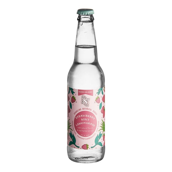 Reading Soda Works Strawberry Mint Lemongrass Sparkling Botanical Soda 12 fl. oz. - 12/Case